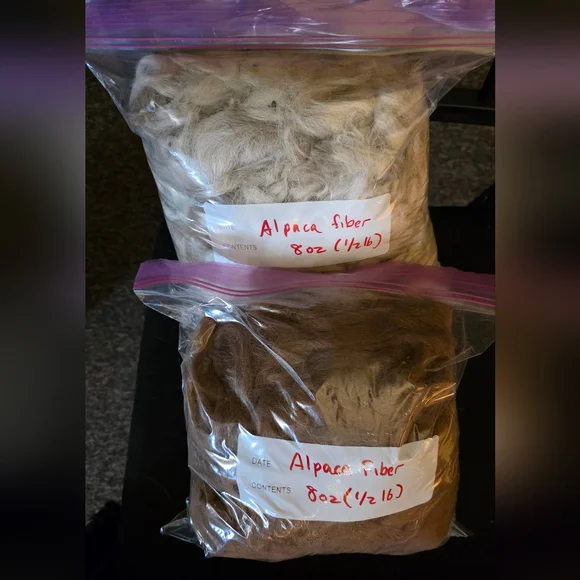 One Pound Of Unprocessed Alpaca Fiber In Brown And Cream Colors - Picture 2 of 8